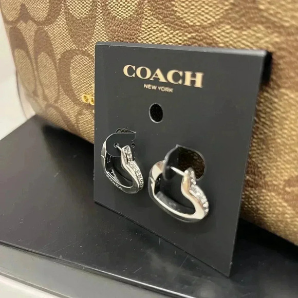 Coach Heart Hoop Earrings CY098 SLV - Picture 3 of 5